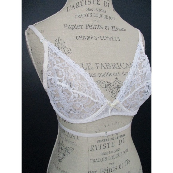 Vintage Jezebel Renee of Hollywood White Lace Backless Bra Size 36B - Picture 2 of 10